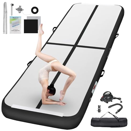 ZAMPIQ 20ft Inflatable Air Gymnastics Mat Training Mats 8 inches Thickness Gymnastics Tracks for Home Use/Training/Cheerleading/Yoga/Water with Pump